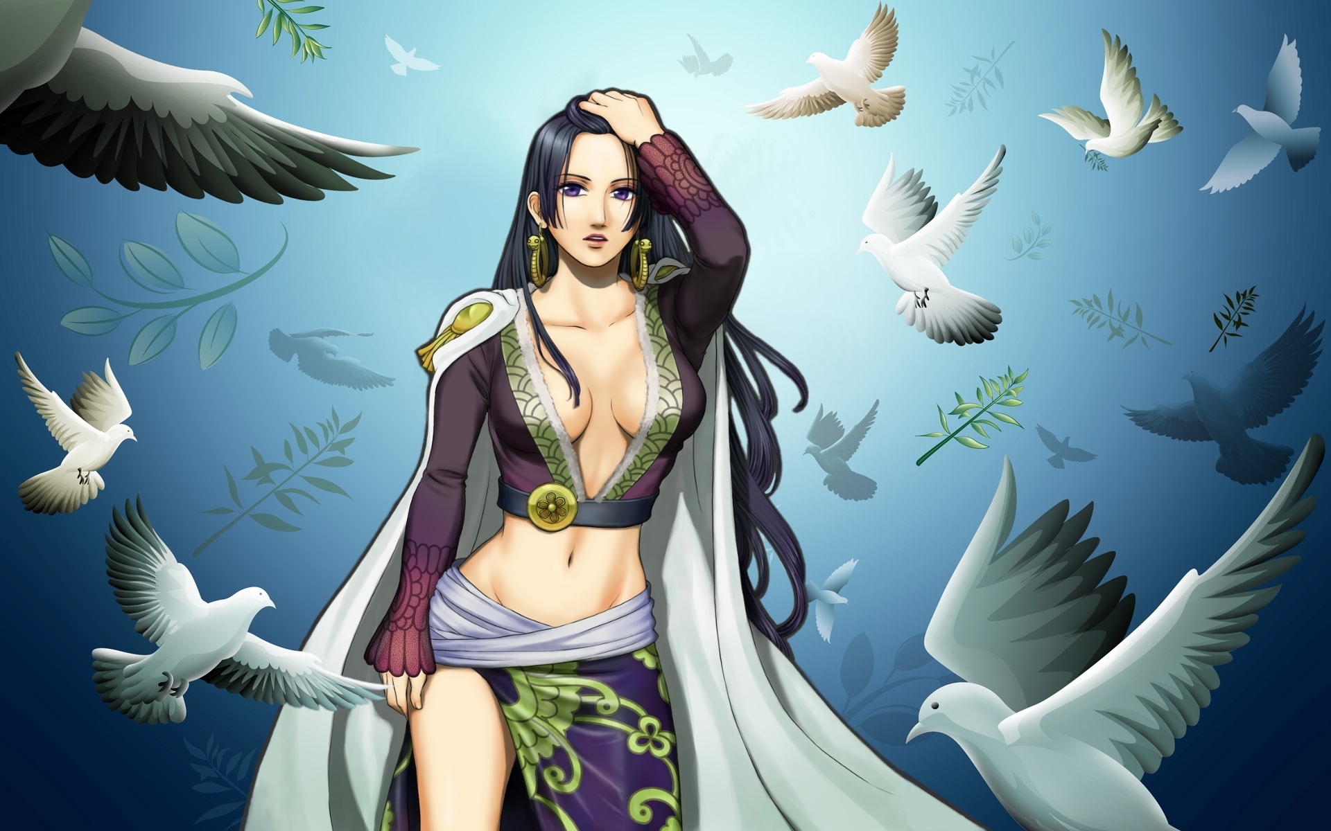 One Piece, Boa Hancock, Anime, Doves Wallpaper