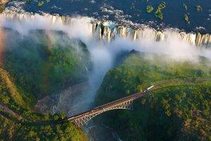 waterfall, Africa, Aerial View, Bridge, Nature, Landscape