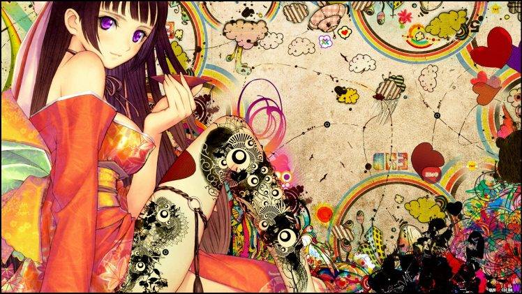 anime, Tony Taka, Kimono, Anime Girls, Snyp, Colorful HD Wallpaper Desktop Background