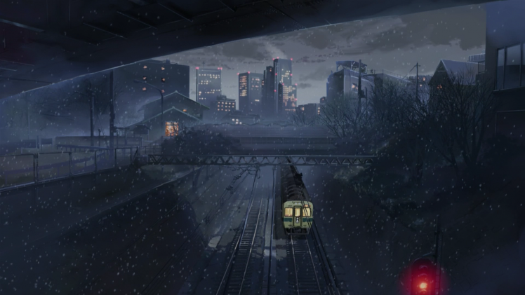 train, Night, City, Anime, 5 Centimeters Per Second HD Wallpaper Desktop Background