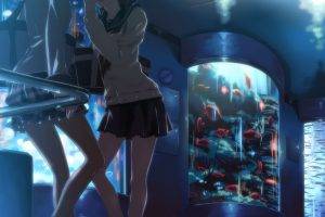 anime, Anime Girls, School Uniform, Original Characters, Fish, Schoolgirls, Legs, Yuuki Tatsuya