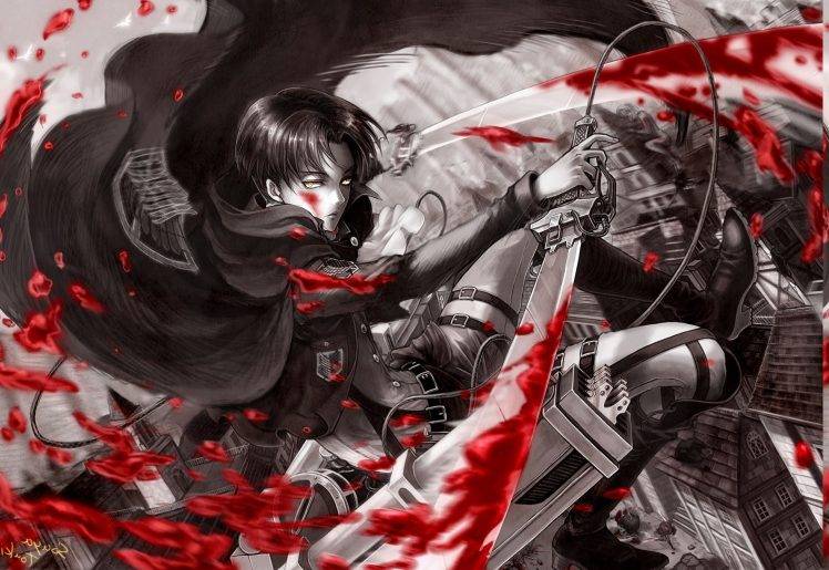 anime, Anime Boys, Shingeki No Kyojin, Blood, Levi Ackerman HD Wallpaper Desktop Background