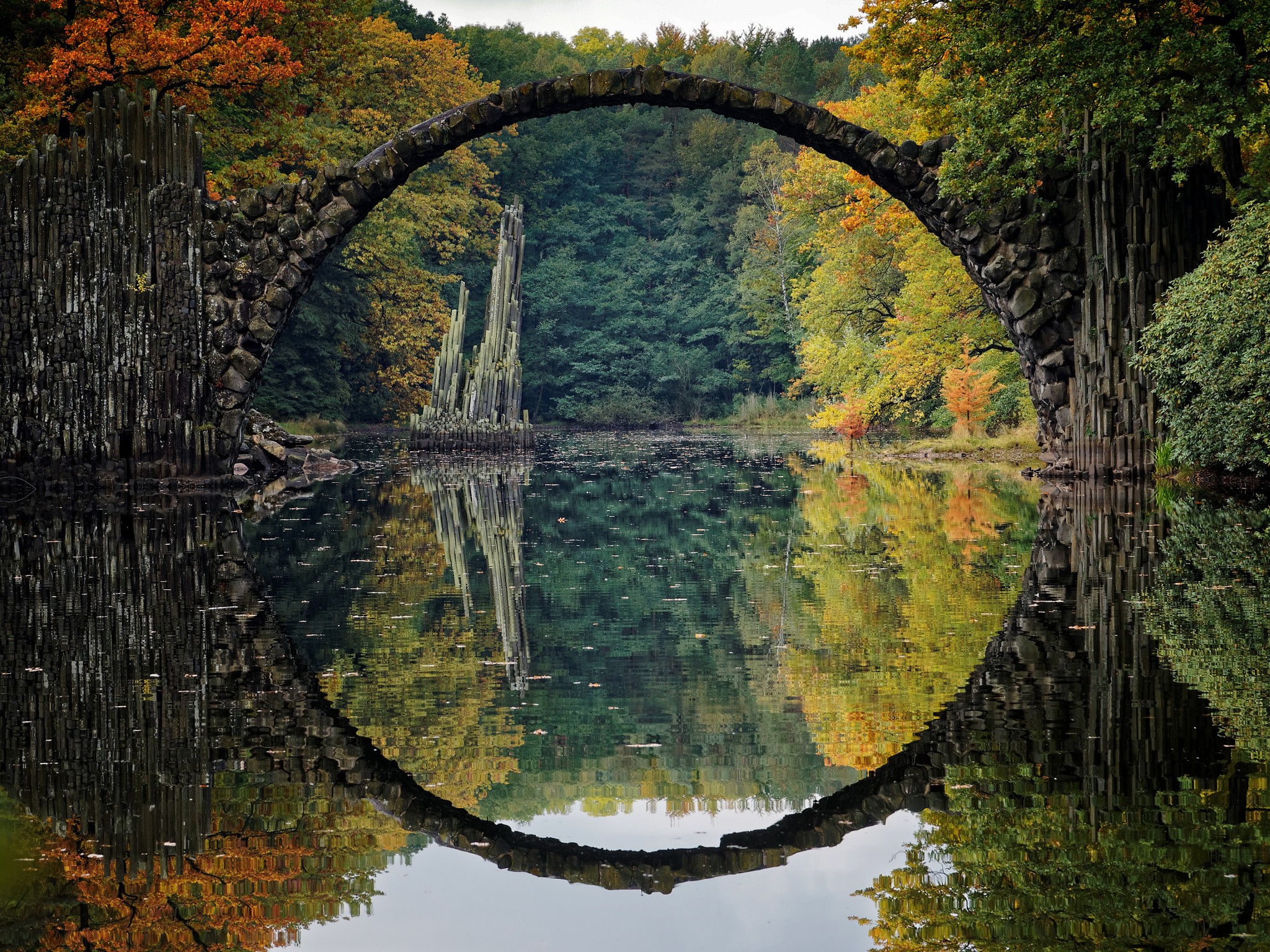 bridge, River, Reflection, Fall, Landscape, Colorful, Germany Wallpaper