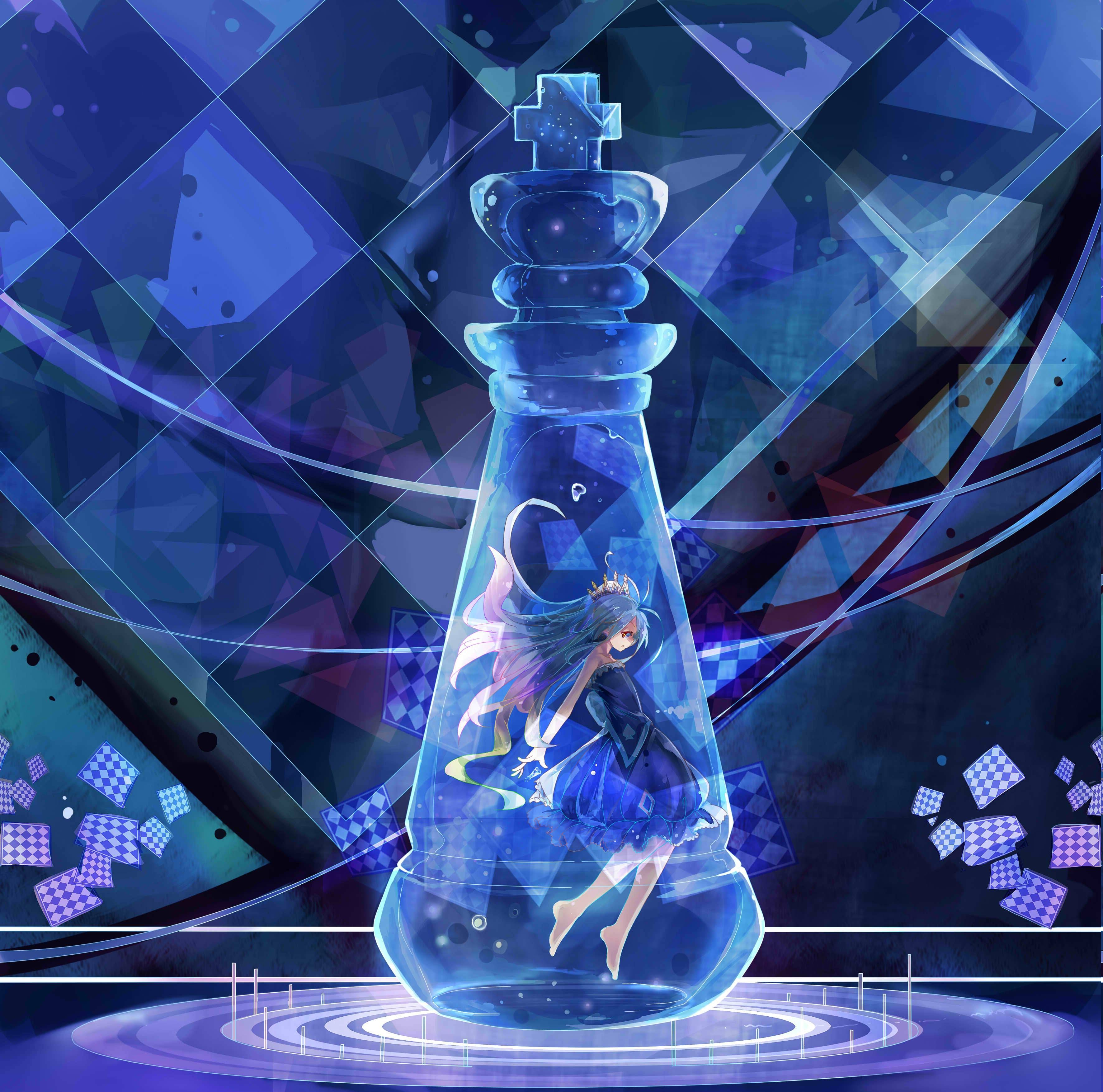 No Game No Life, Shiro (No Game No Life), Blue, Chess, Blue Hair, Anime, Anime Girls Wallpaper