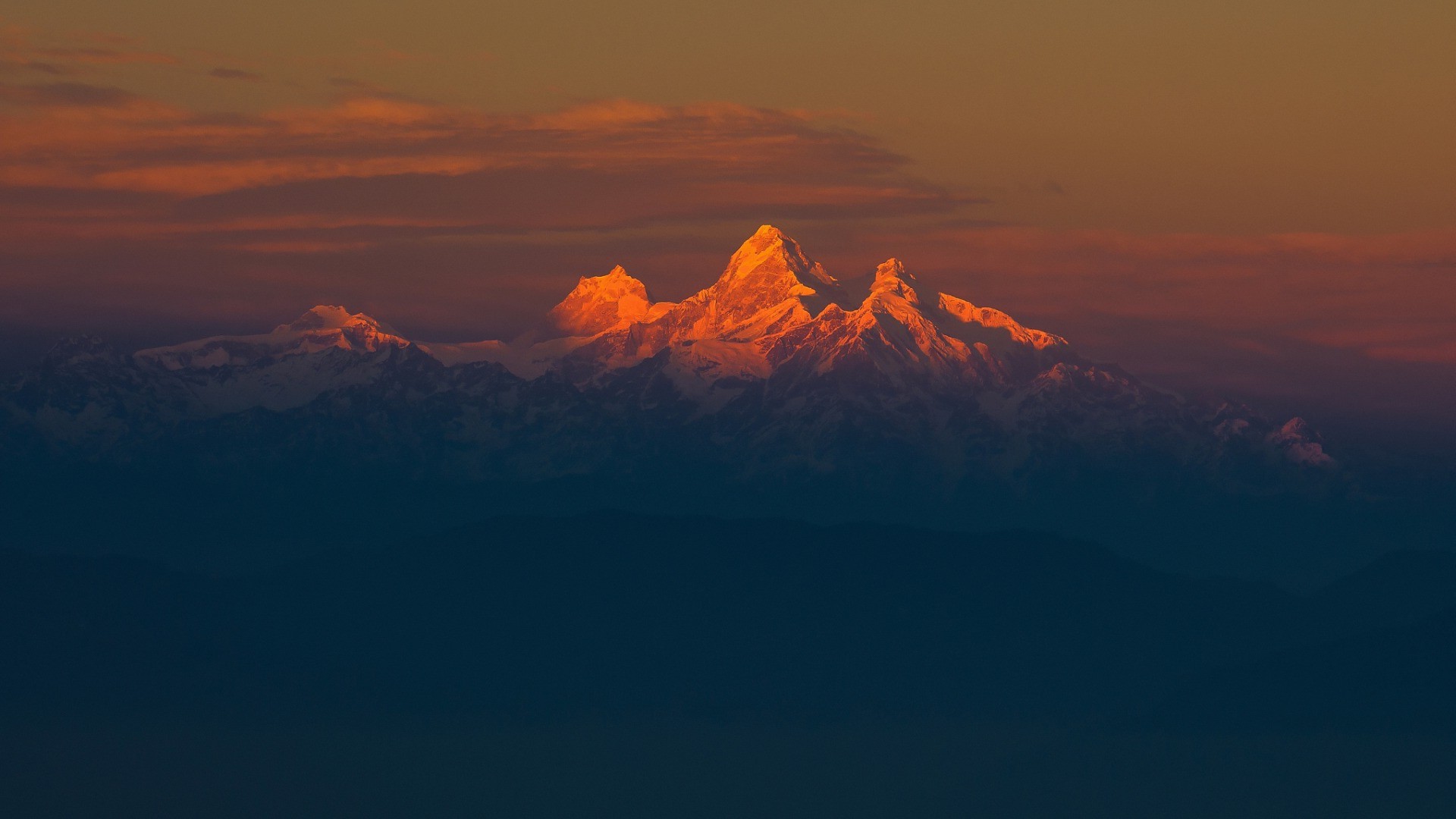 nature, Landscape, Sky, Clouds, Himalayas, Mountain, Sunset, Hill, Silhouette, Snowy Peak, Minimalism, Filter Wallpaper