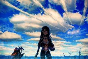 anime, Anime Girls, Original Characters, Mech, Clouds, Sky