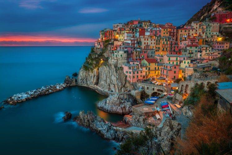 landscape, City, Italy, Manarola, Cinque Terre HD Wallpaper Desktop Background