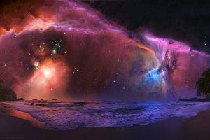landscape, Space, Nebula, Stars