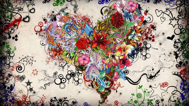 abstract, Flowers, Hearts, Rose HD Wallpaper Desktop Background