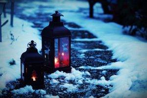 snow, Christmas Ornaments, Candles