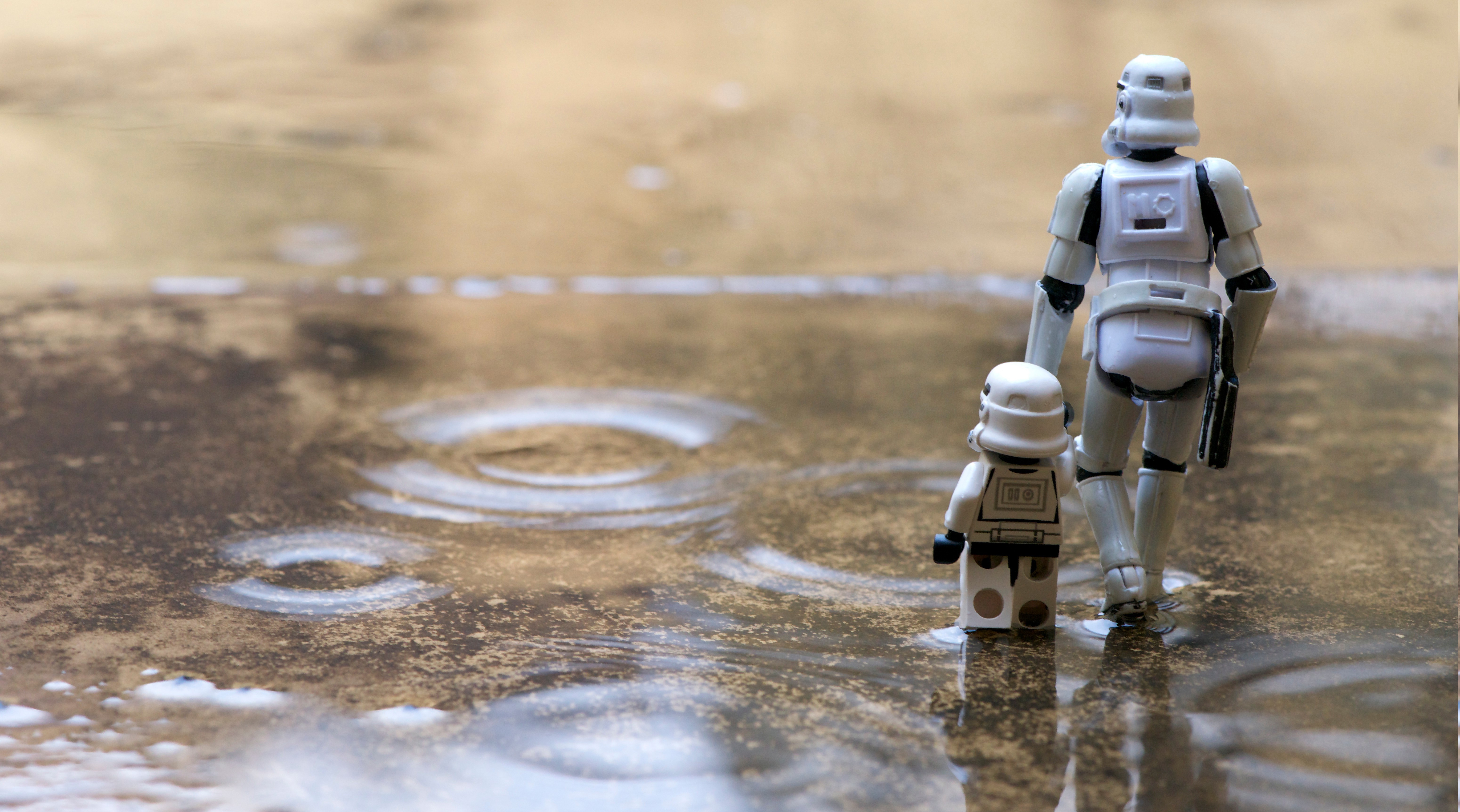 Star Wars, Stormtrooper, LEGO, Rain, Pond Wallpaper