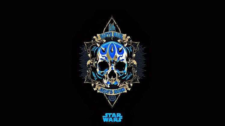 Star Wars, Jedi, Skull, Blue, Black, Darth Maul, Minimalism HD Wallpaper Desktop Background