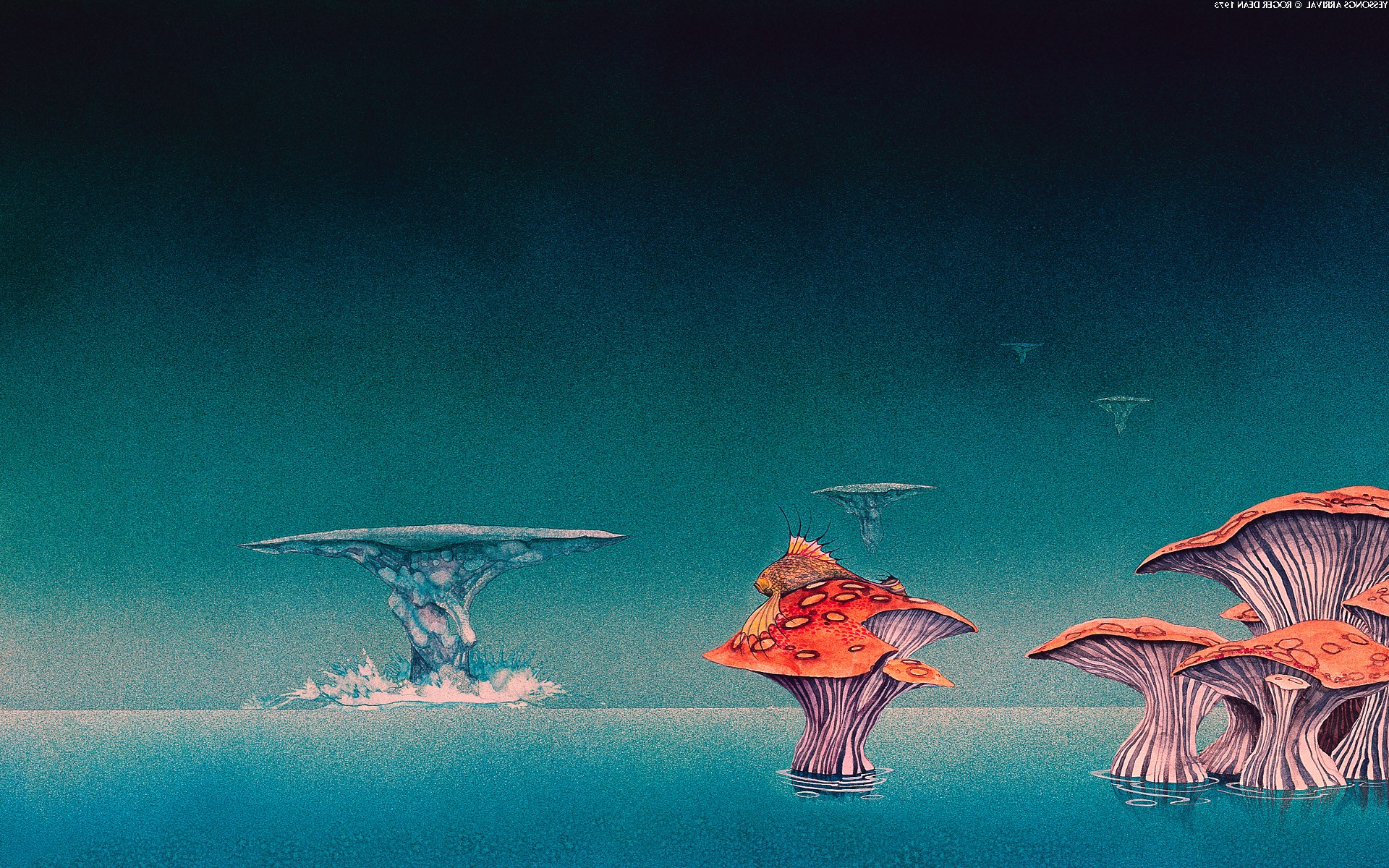 landscape, Fantasy Art, Mushroom, Sea, Water Wallpaper
