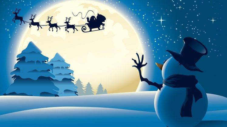 Christmas, Snowman, Santa Claus, Snow HD Wallpaper Desktop Background