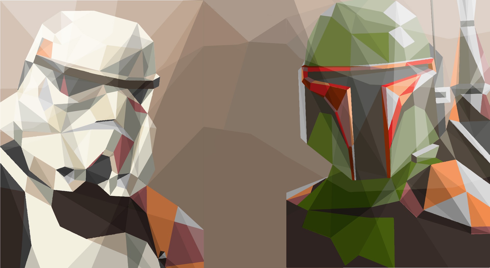 Star Wars, Boba Fett, Stormtrooper, Low Poly Wallpaper