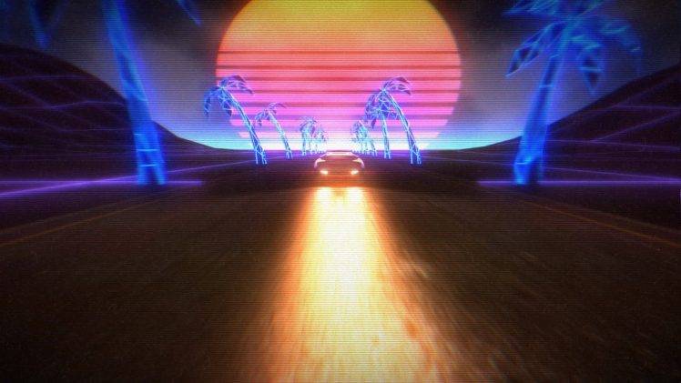 New Retro Wave, Synthwave, 1980s, Neon, Car, Retro Games HD Wallpaper Desktop Background