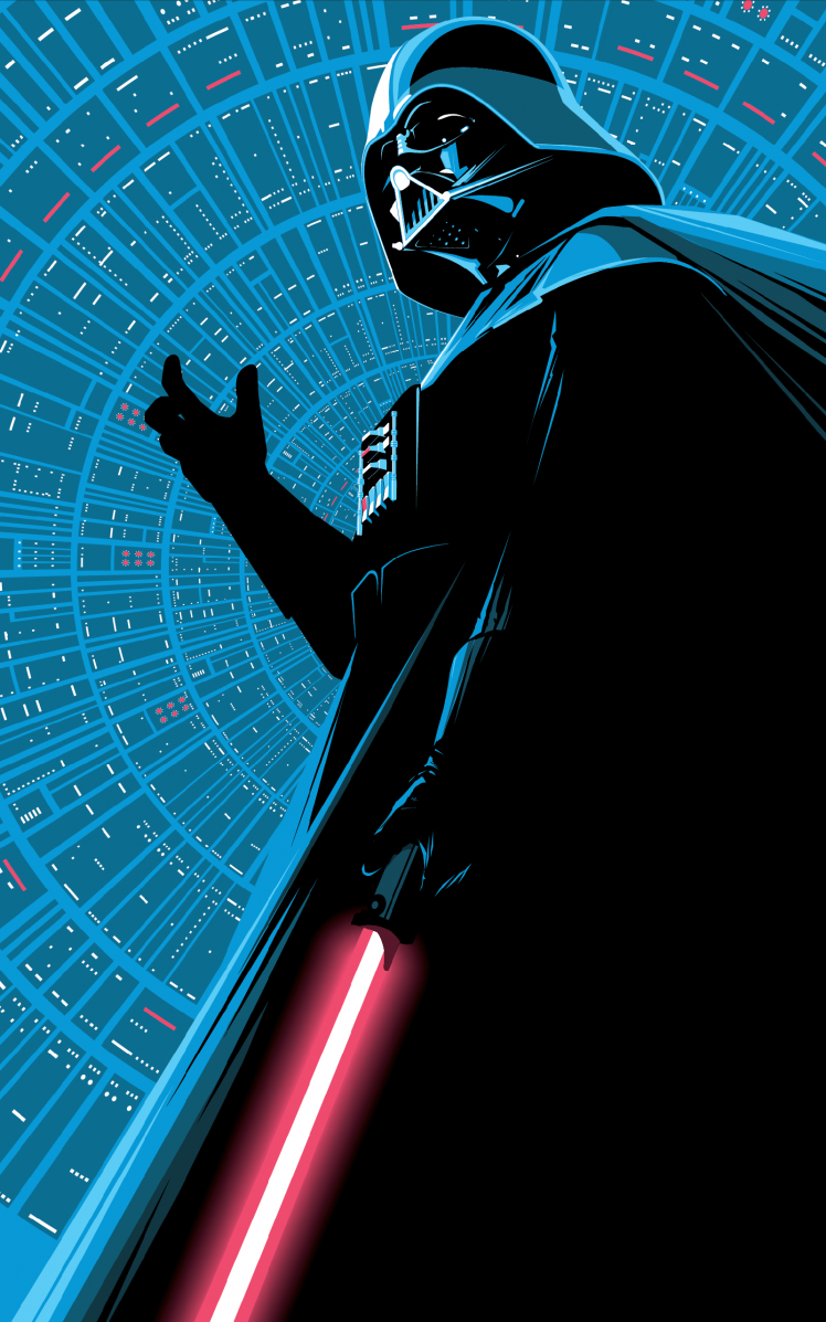 Star Wars Darth Vader Minimalism Lightsaber Portrait Display