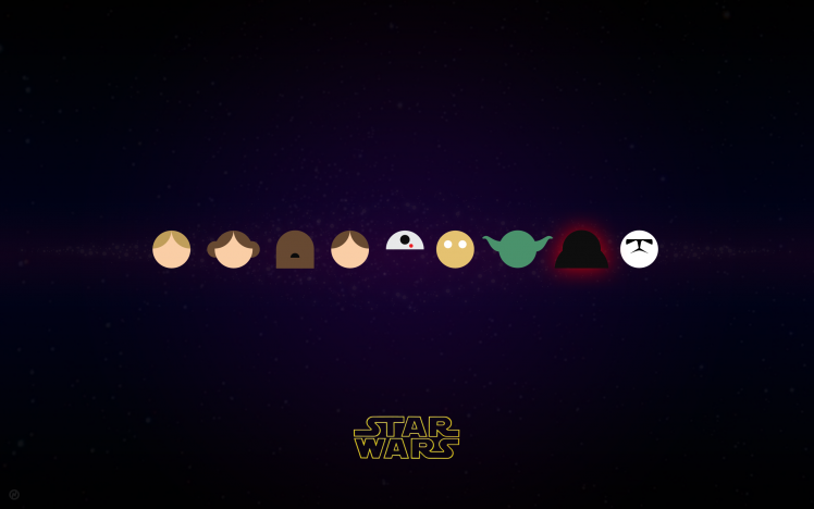 Star Wars, Minimalism, Yoda, Han Solo, Princess Leia, R2 D2, Luke Skywalker, Chewbacca, C 3PO, Darth Vader, Stormtrooper HD Wallpaper Desktop Background