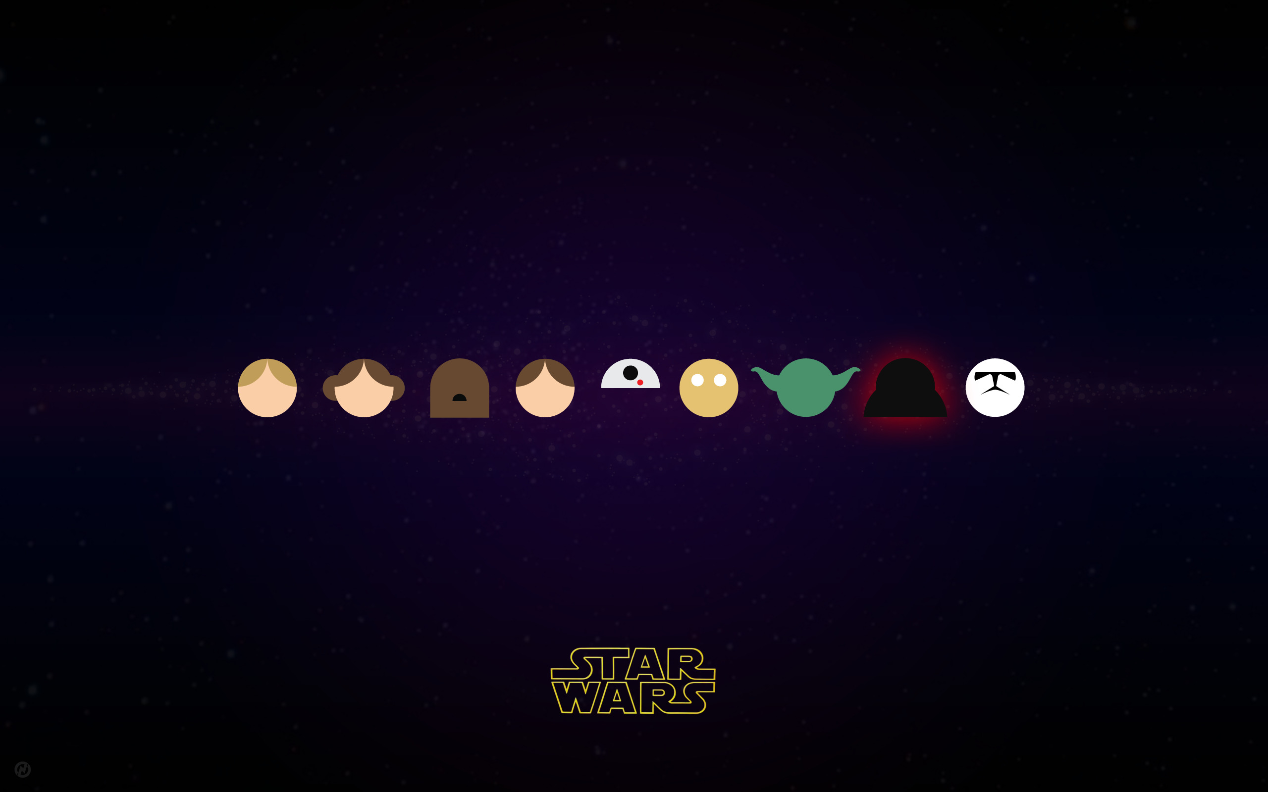 Star Wars, Minimalism, Yoda, Han Solo, Princess Leia, R2 D2, Luke Skywalker, Chewbacca, C 3PO, Darth Vader, Stormtrooper Wallpaper