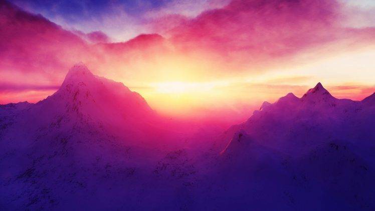 landscape, Colorful, Mountain, Snow, Nature, Sunlight HD Wallpaper Desktop Background