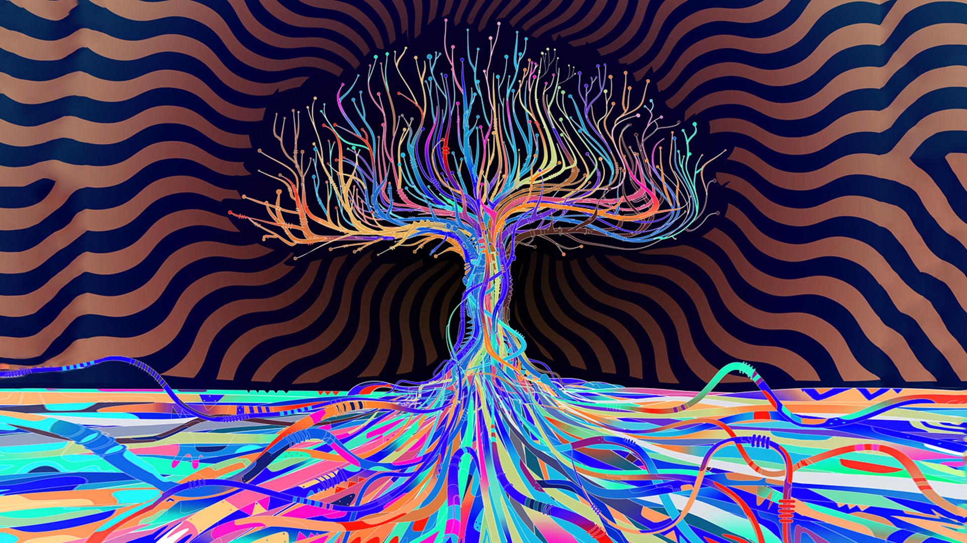 trees, Abstract, Matei Apostolescu, LSD Wallpaper
