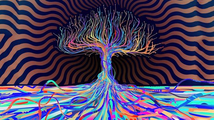 trees, Abstract, Matei Apostolescu, LSD HD Wallpaper Desktop Background