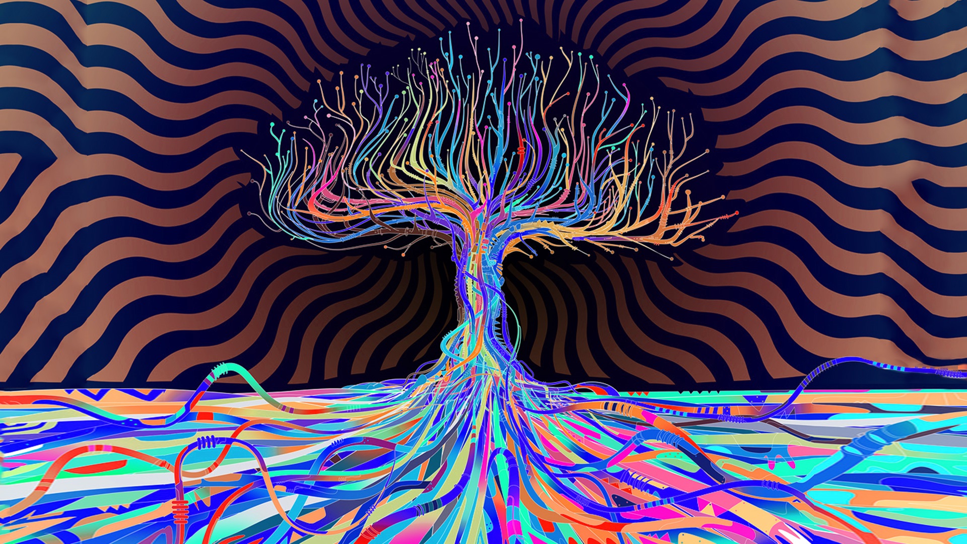 trees, Abstract, Matei Apostolescu, LSD Wallpaper