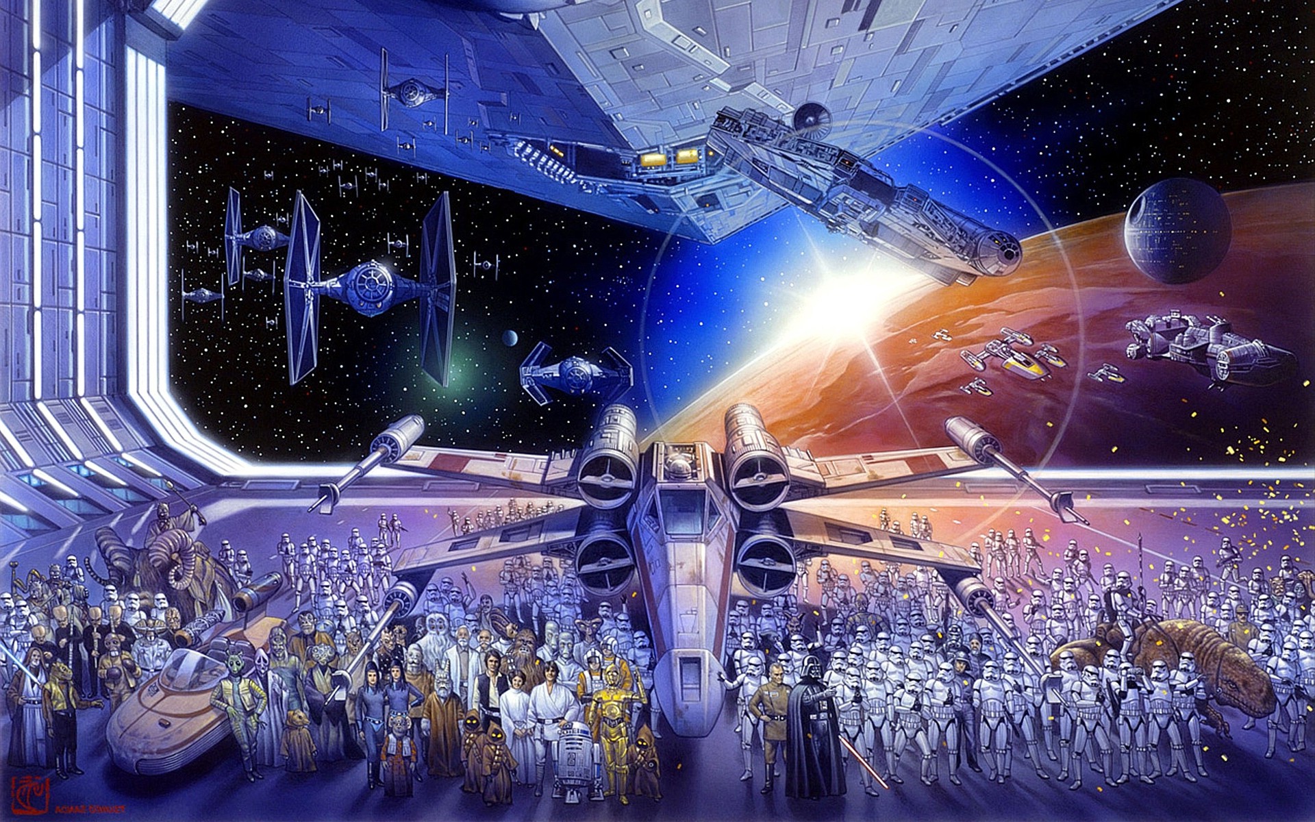 Star Wars, X wing, TIE Fighter, Millennium Falcon, Stormtrooper Wallpaper