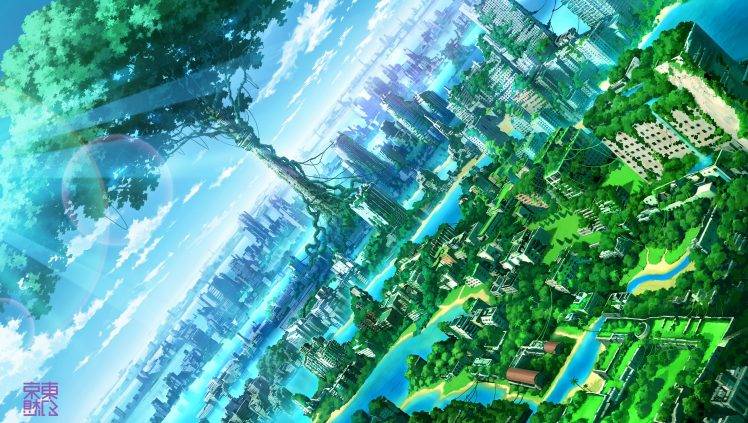 anime, Artwork, Fantasy Art, City, Nature HD Wallpaper Desktop Background