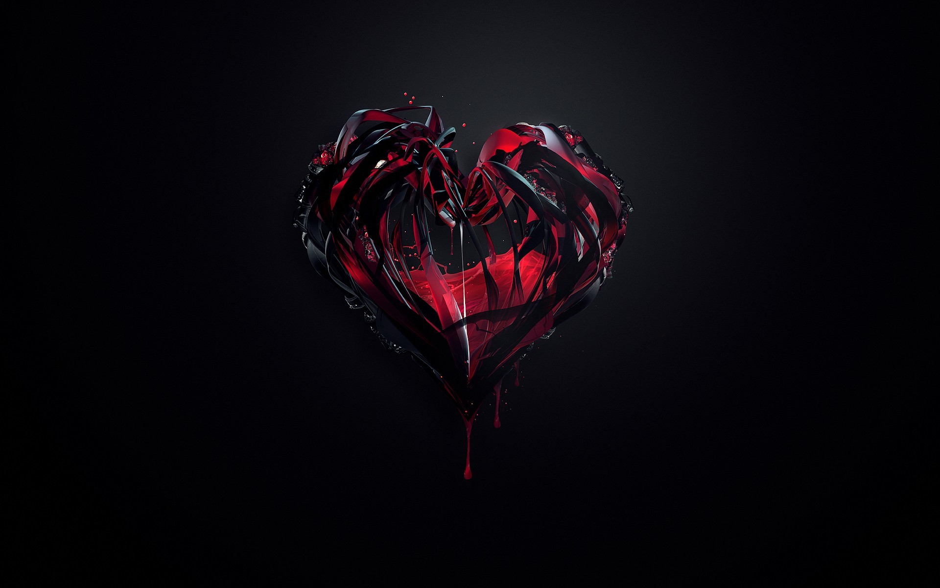 heartbeat, Dark, Crystal, Blood, Anime, Hearts, Simple Background