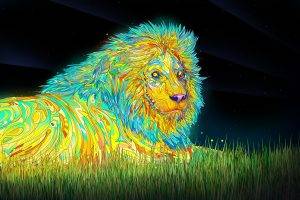 psychedelic, Anime, Colorful, Lion, Animals, Digital Art, Matei Apostolescu