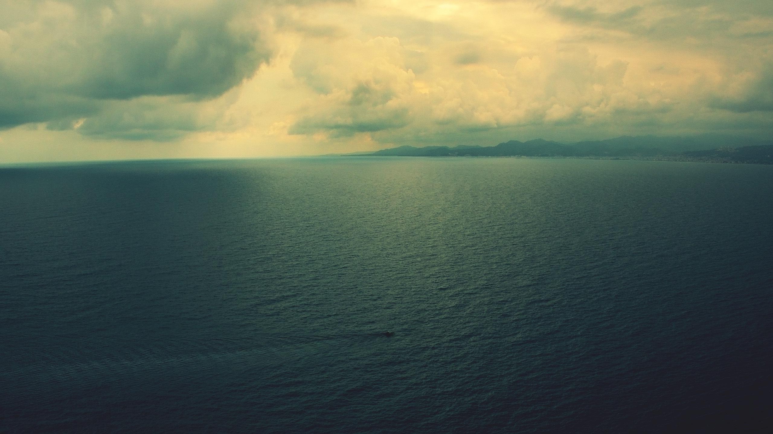 landscape, Sea, Boat, Sky, Clouds, Loneliness Wallpaper