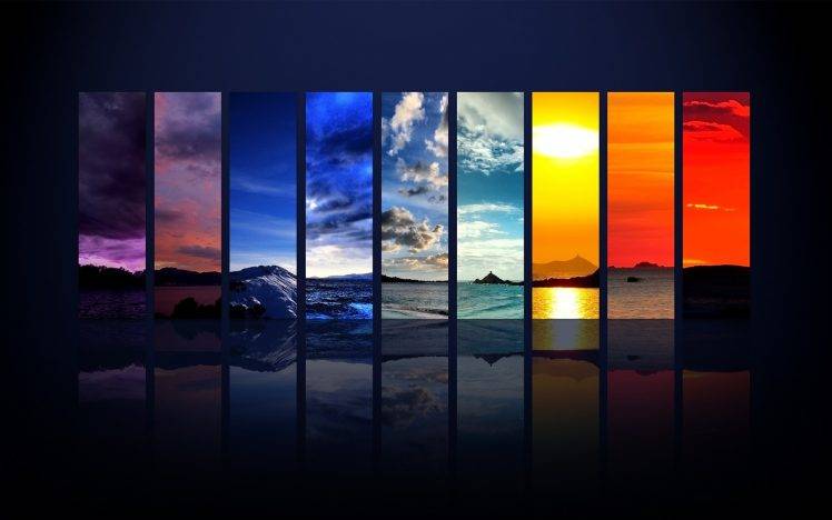 seasons adobe photoshop four landscape digital rainbows computer wallpapers painting desktop sky modern px backgrounds