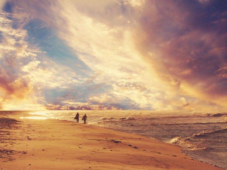 landscape, Beach, Sun, Sea, People HD Wallpaper Desktop Background