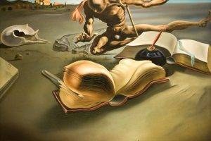 abstract, Salvador Dalí, Painting, Books, Quills, Classic Art