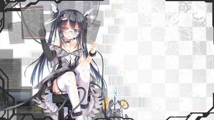 anime Girls, Thigh highs, Original Characters, Futuristic, Anime HD Wallpaper Desktop Background
