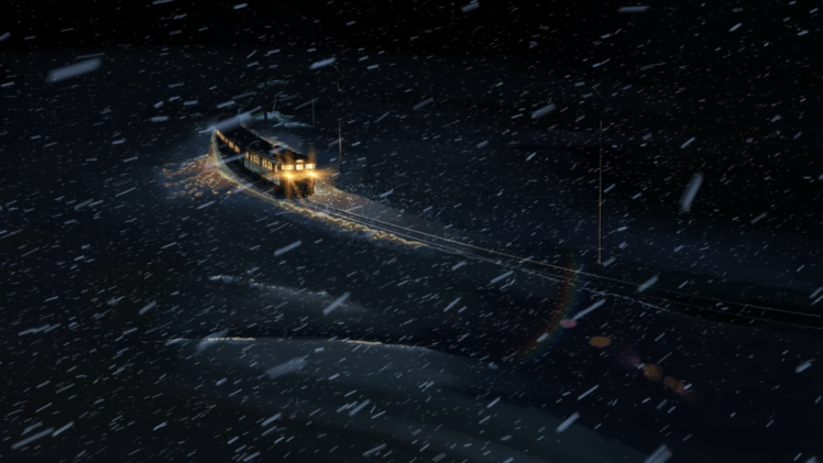 anime, 5 Centimeters Per Second, Winter, Snow, Train, Lights, Night HD Wallpaper Desktop Background