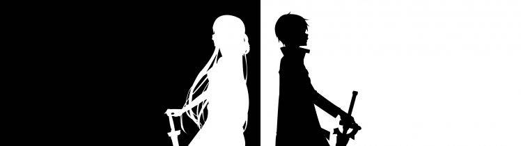 anime, Sword Art Online, Multiple Display, Kirigaya Kazuto, Yuuki Asuna HD Wallpaper Desktop Background