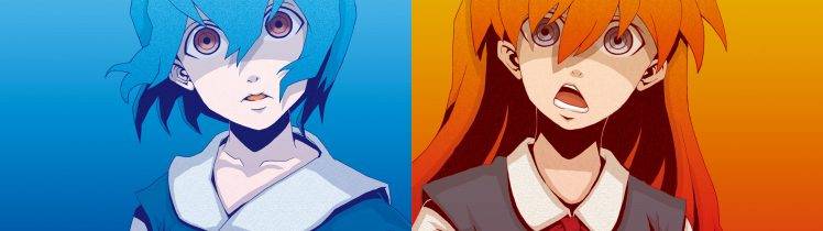 anime, Neon Genesis Evangelion, Asuka Langley Soryu, Ayanami Rei, Multiple Display HD Wallpaper Desktop Background