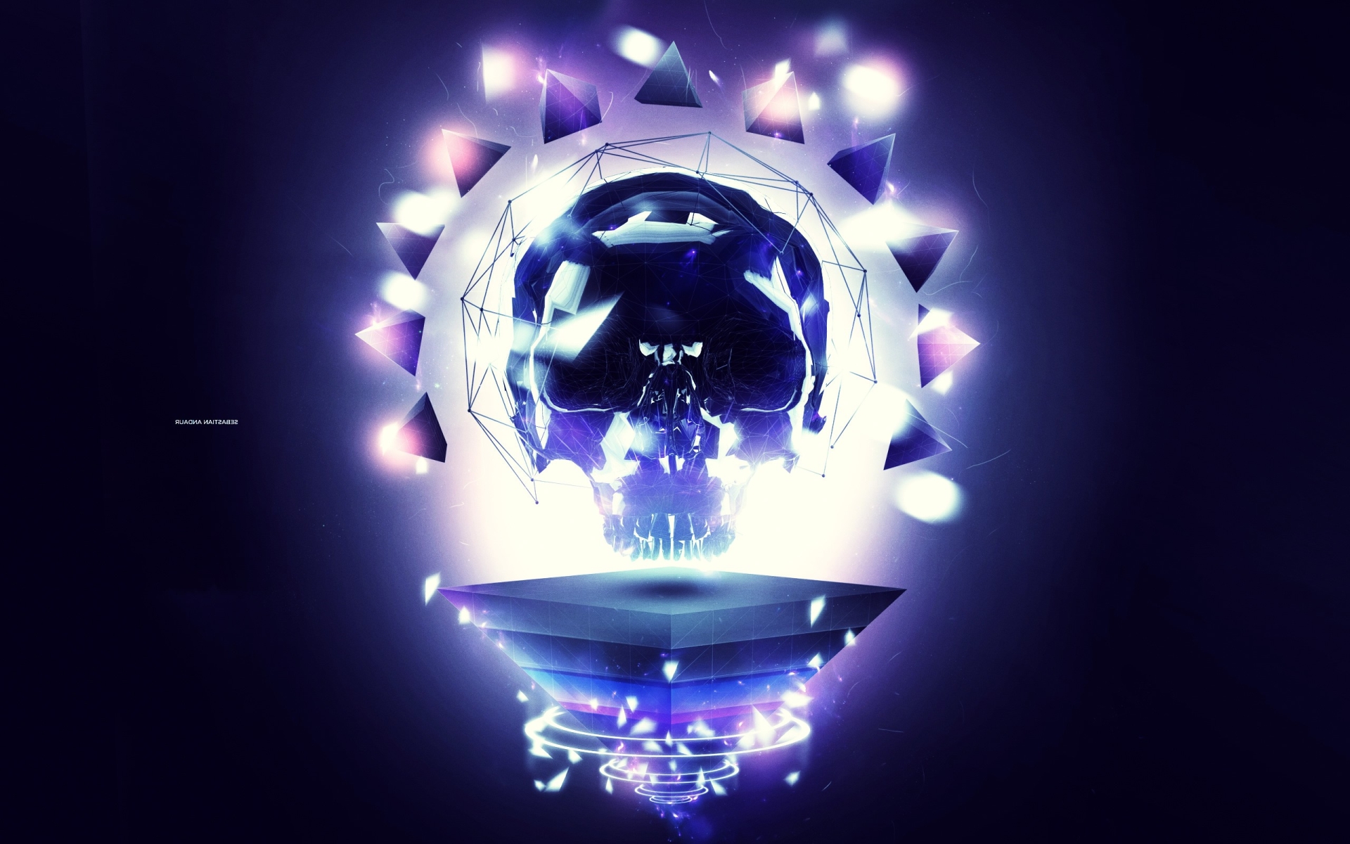 abstract, Skull, Glowing, Blue Background Wallpaper