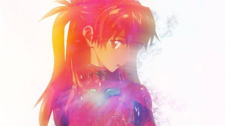 Neon Genesis Evangelion, Asuka Langley Soryu, Simple Background, Colorful, Artwork, Anime HD Wallpaper Desktop Background