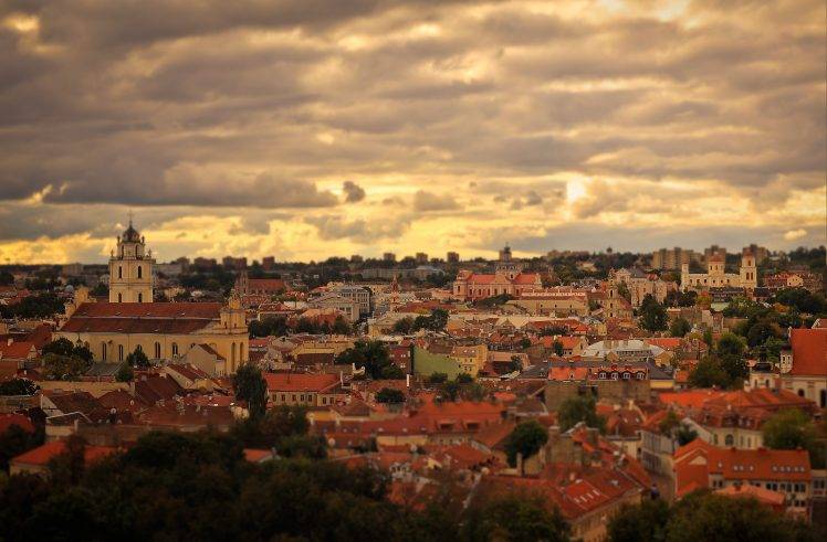 city, Cityscape, Landscape, Lightsaber, Lighter, Lights, Evening, Morning, Sky, Lithuania, Vilnius HD Wallpaper Desktop Background