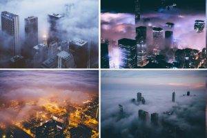 Chicago, City, Landscape, Smoke, Night, Evening, Morning, Lighter, Lights