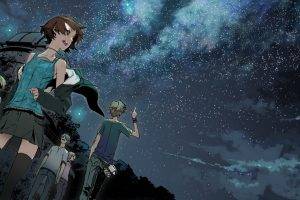 anime, Stars, Group Of People, Night, Clear Sky, Supercell, Observatory, Shirow Miwa