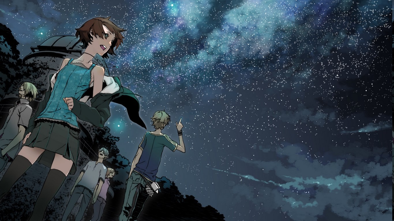 anime, Stars, Group Of People, Night, Clear Sky, Supercell, Observatory, Shirow Miwa Wallpaper