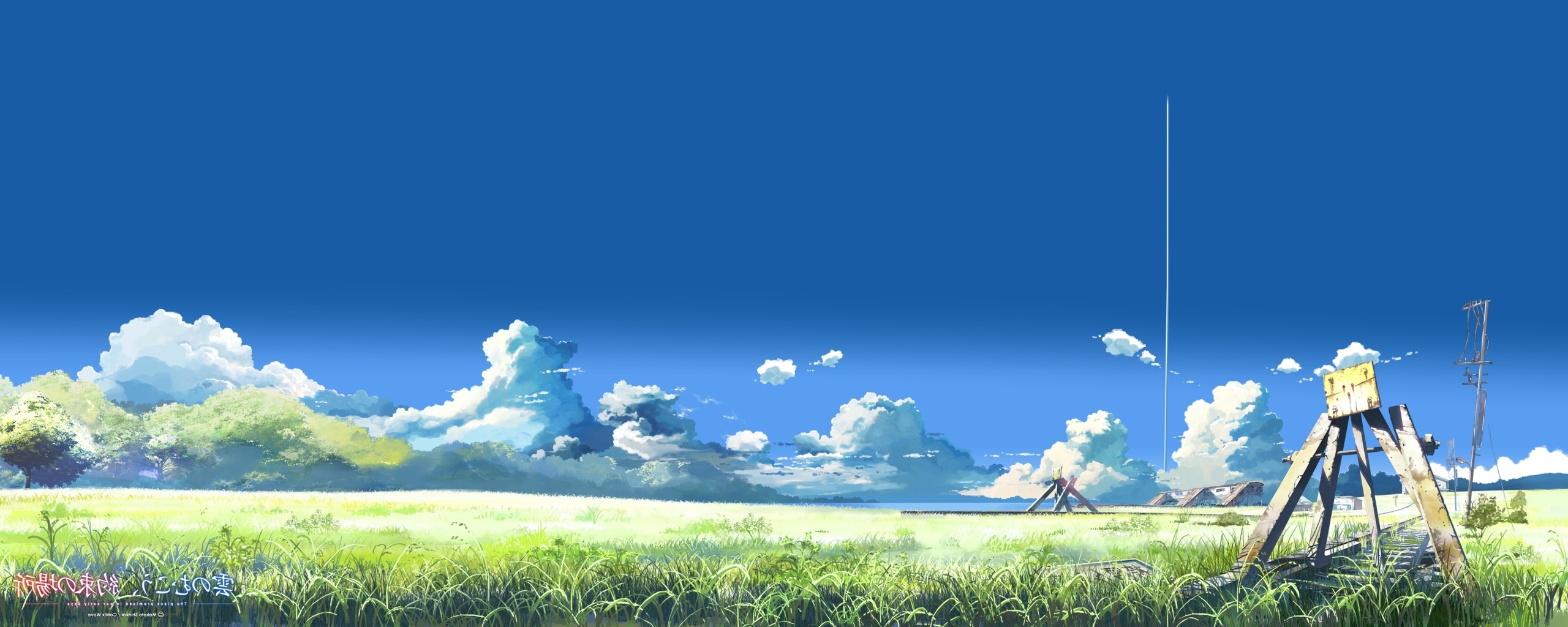 landscape, Anime, Makoto Shinkai, Clouds, Field, Contrails, The Place Promised In Our Early Days Wallpaper
