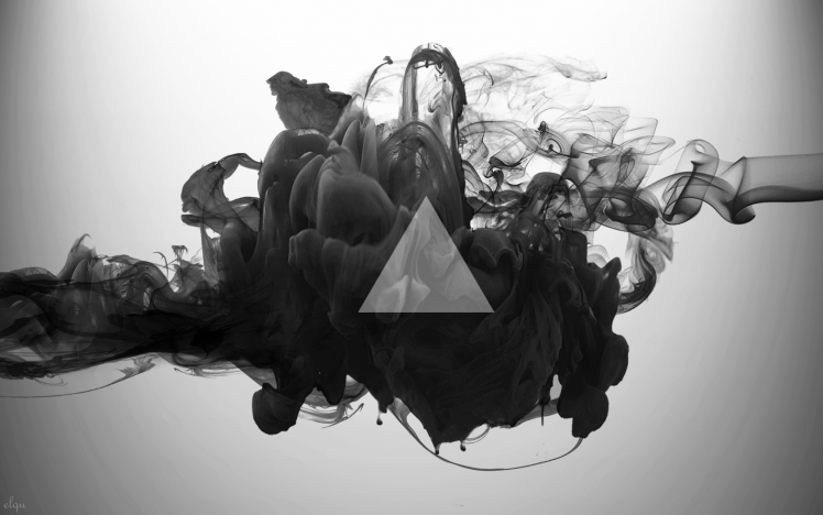 triangle, Abstract, Smoke, Monochrome, Digital Art HD Wallpaper Desktop Background