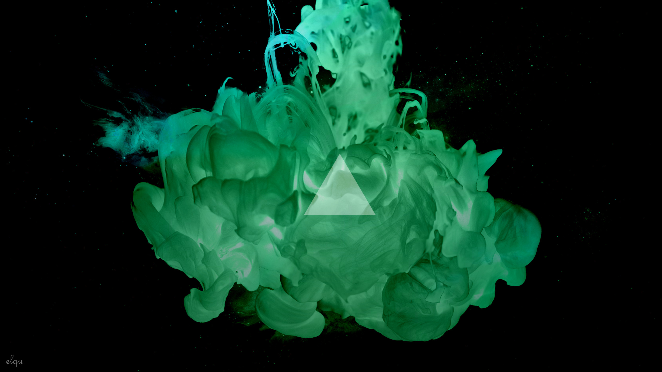 triangle, Ink, Smoke, Abstract, Digital Art, Green, Alberto Seveso, Inverted Wallpaper