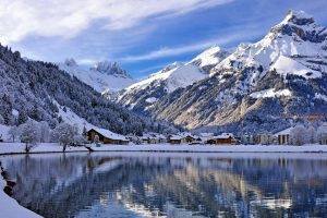 landscape, Mountain, Lake, Snow