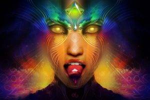anime, LSD, Women, Psychedelic, Abstract, Colorful, Tongues